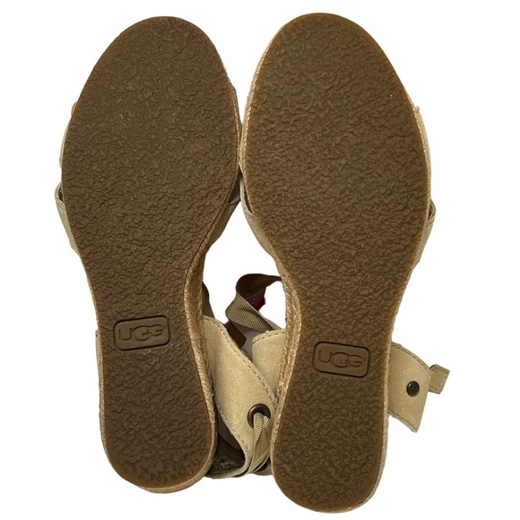 Ugg Gold Ankle Ribbon Espadrille Wedges Size 6 - Picture 6 of 9